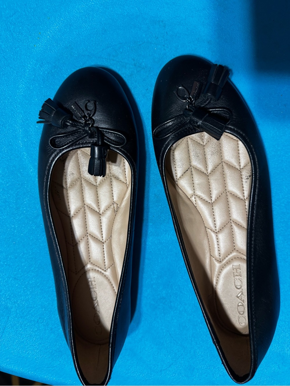 Coach Black Ballet Flats with Tassel Bow